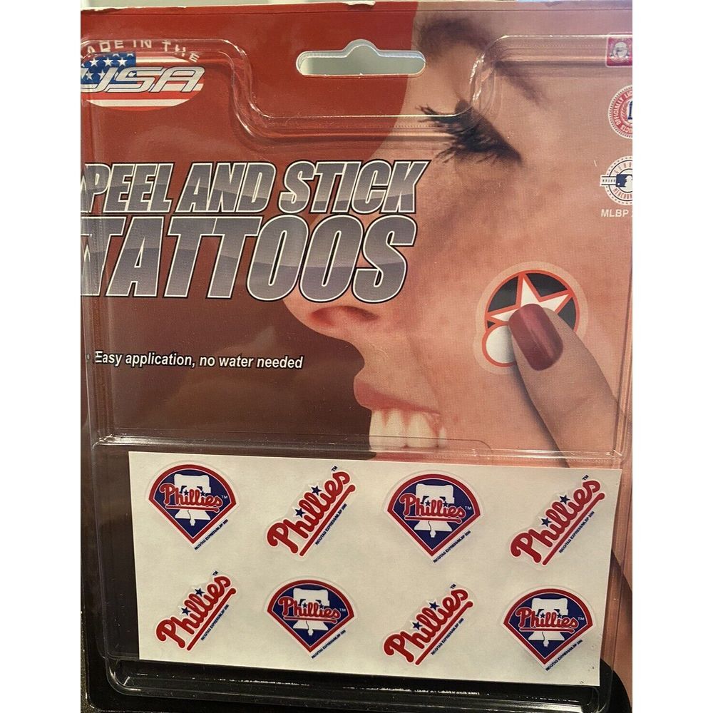 Philadelphia Phillies MLB Peel and‎ Stick Tattoos Rico Industries Set of 8 New